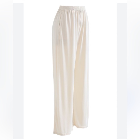 Yushi | Side pocket lounge pants. Off white. Elastic waist. Size Large - Picture 6 of 6